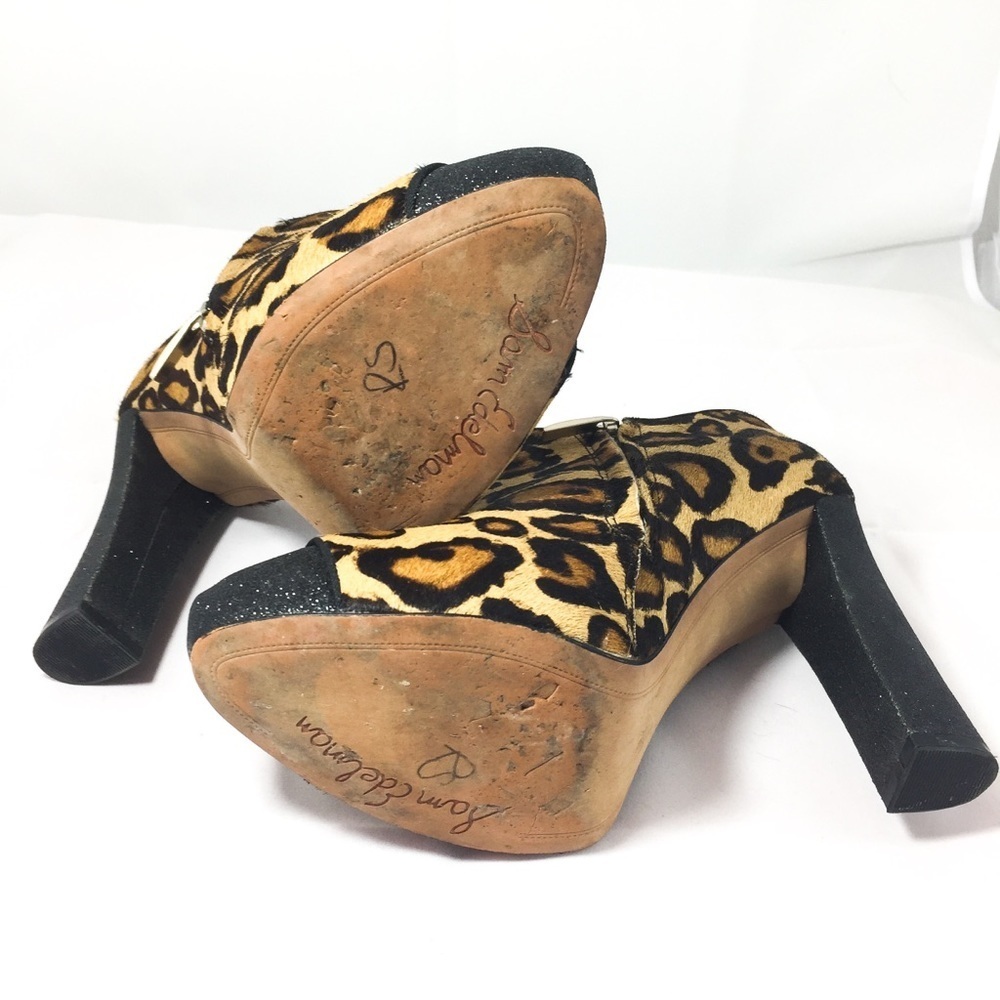 Sam Edelman Leopard Print Ankle Booties | Haircalf Leather | Size 8.5 - Picture 6 of 9